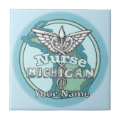 Michigan Nurse Caduceus Tile Tegeltje (Voorkant)