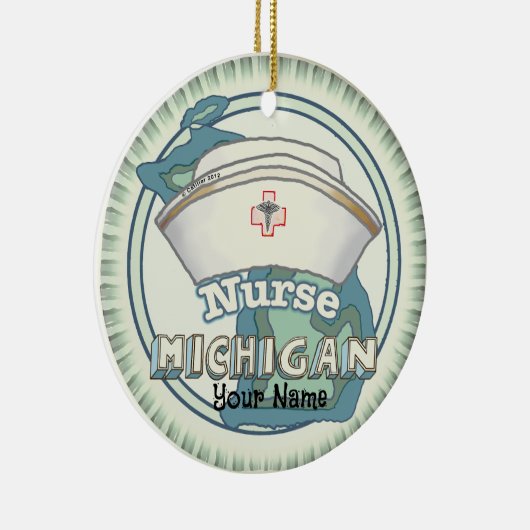 Michigan Nurse Keramisch Ornament (Rechts)