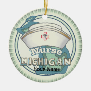 Michigan Nurse Keramisch Ornament