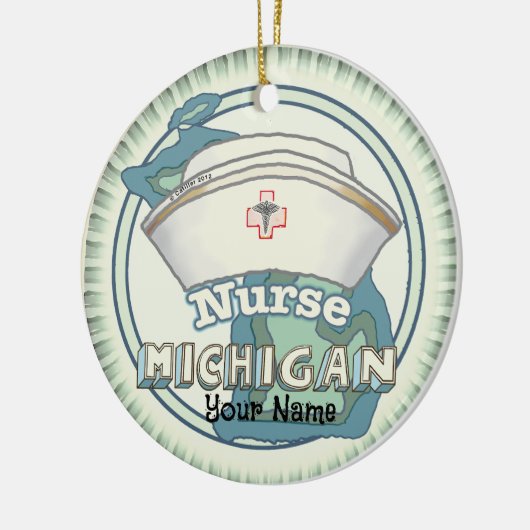 Michigan Nurse Keramisch Ornament (Links)