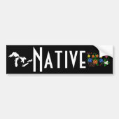Michigan Ojibwe Floral Native American Black Auto Bumpersticker (Voorkant)