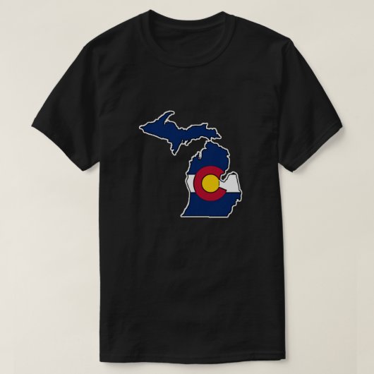 Michigan overzicht Colorado vlag Geëigreerd T-shirt (Design voorkant)