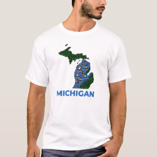 Michigan Overzicht Tattoo Stijl T-shirt