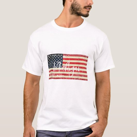 Michigan Patriot American Flag Heart Veteran Day T-shirt (Voorkant)