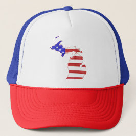 Michigan Patriotic State Shaped American Flag Trucker Pet