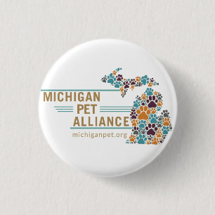 Michigan Paw Drukt Buttonnen Ronde Button 3,2 Cm