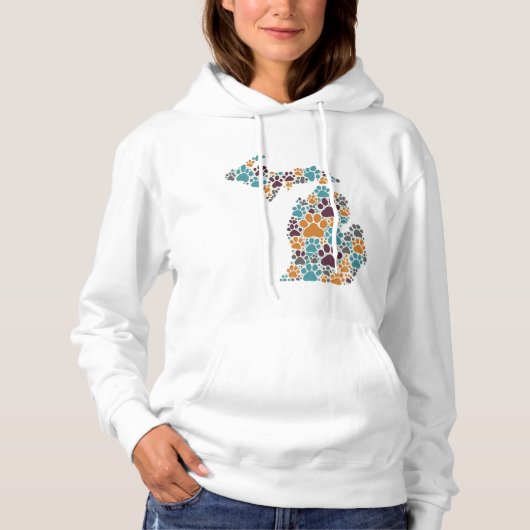 Michigan Paw Prints Basic Hoodie (Voorkant)