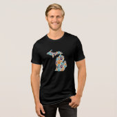 Michigan Paw Prints Bella + Canvas Tri-Blend Shirt (Voorkant volledig)