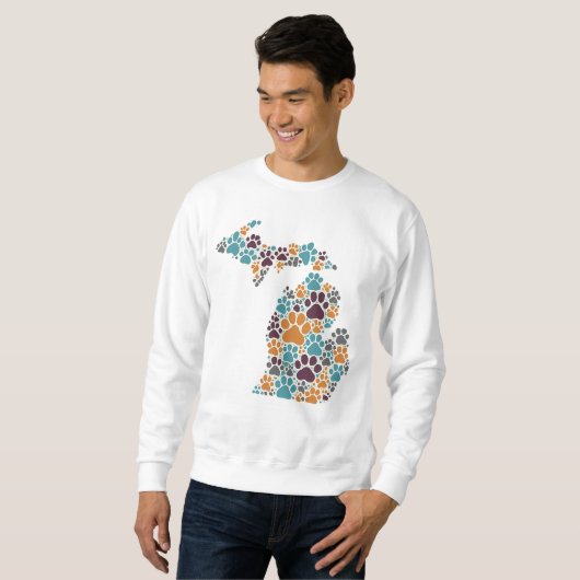 Michigan Paw Prints Mannen Basic Sweatshirt (Voorkant volledig)