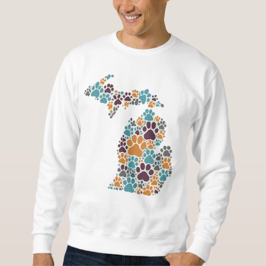 Michigan Paw Prints Mannen Basic Sweatshirt (Voorkant)