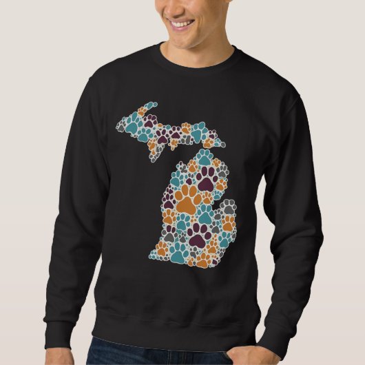 Michigan Paw Prints Mannen Basic Sweatshirt (Voorkant)
