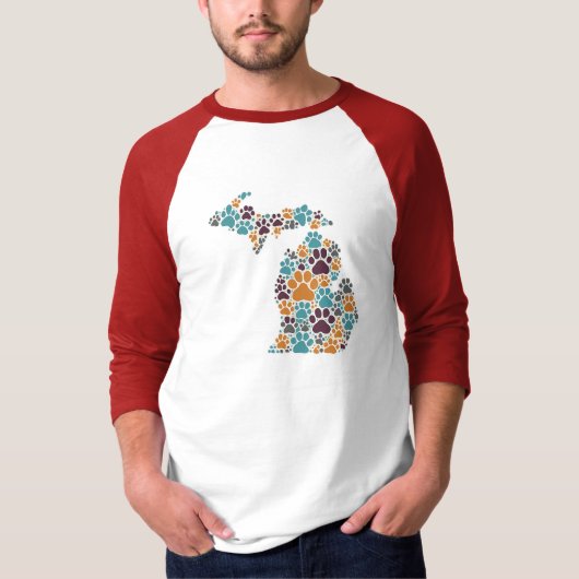 Michigan Paw Prints Raglan Shirt (Voorkant)