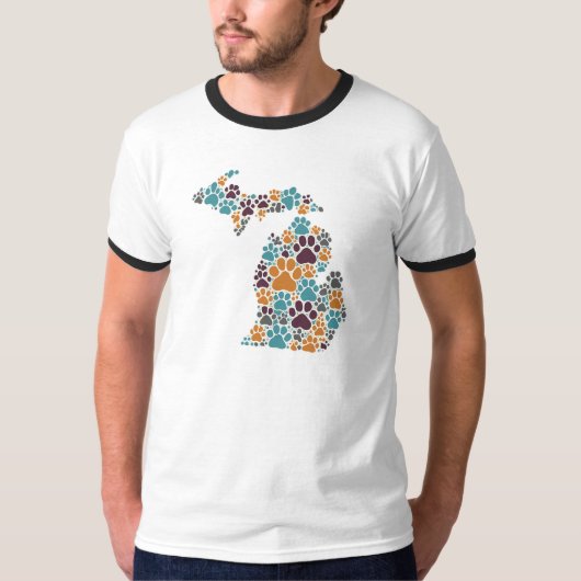 Michigan Paw Prints Ringer Shirt (Voorkant)
