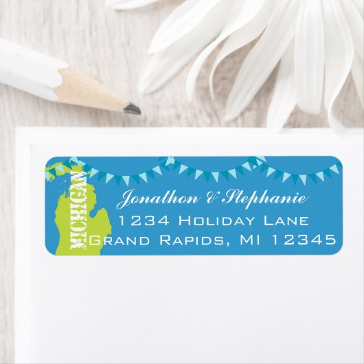 Michigan Pendant Map of Michigan Return Labels (Insitu)