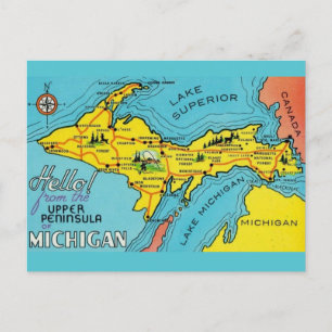 Michigan Penninsula 16x24 Map Briefkaart