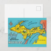 Michigan Penninsula 16x24 Map Briefkaart (Voorkant / Achterkant)