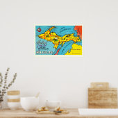 Michigan Penninsula 16x24 Map Poster (Keuken)
