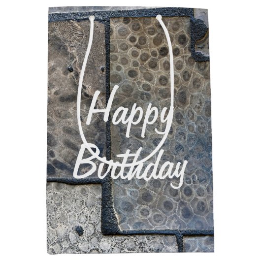 Michigan Petoskey Stone Birthday Medium Cadeauzakje (Voorkant)