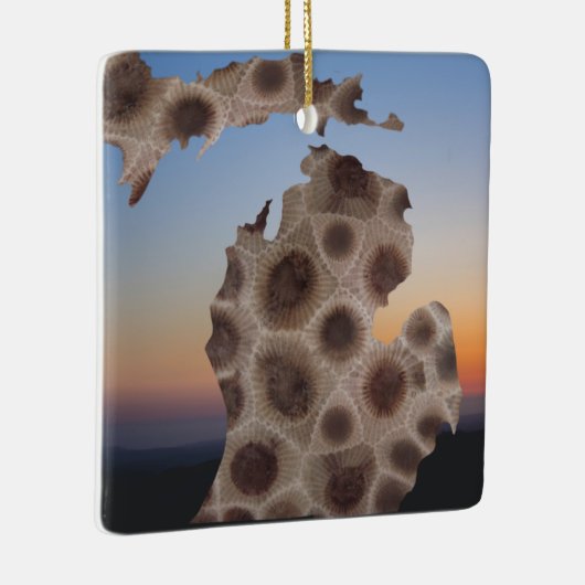 Michigan Petoskey Stone, Grote Meren mitten Keramisch Ornament (Rechts)