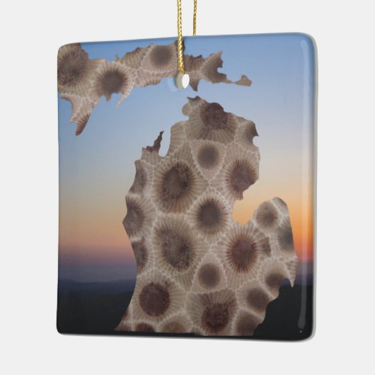 Michigan Petoskey Stone, Grote Meren mitten Keramisch Ornament (Links)