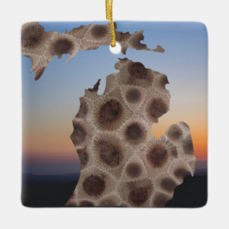 Michigan Petoskey Stone, Grote Meren mitten Keramisch Ornament