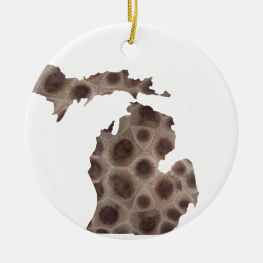 Michigan Petoskey Stone, Grote Meren mitten Keramisch Ornament (Voorkant)