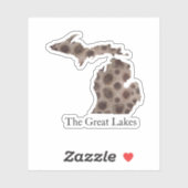 Michigan Petoskey Stone, Grote Meren mitten Sticker (Vel)