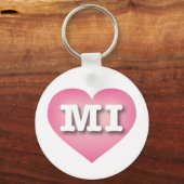 MIchigan Pink Fade Heart - Ik hou van MI Sleutelhanger (Voorkant)