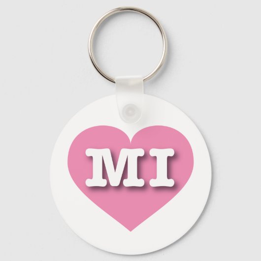 Michigan Pink Heart - Ik hou van MI Sleutelhanger (Voorkant)