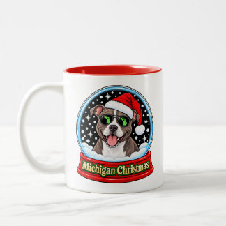 Michigan Pit Bull Kerst Zonnebril Tweekleurige Koffiemok