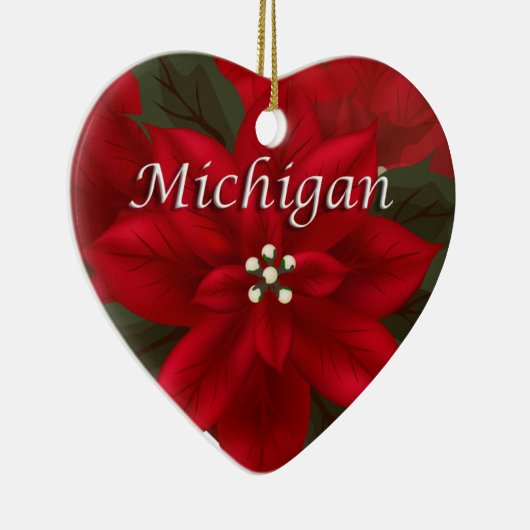 Michigan Poinsettia Heart Keepomwille Ornament (Rechts)