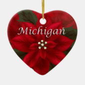 Michigan Poinsettia Heart Keepomwille Ornament (Voorkant)