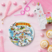 Michigan Postcard Map  Papieren Bordje (Feest)