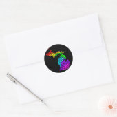 michigan pride : regenboogharten ronde sticker (Envelop)