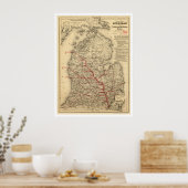 Michigan Railroad Map 1886 Poster (Keuken)