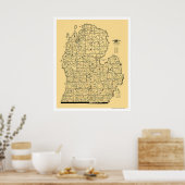 Michigan Railroad Map 1897 Poster (Keuken)