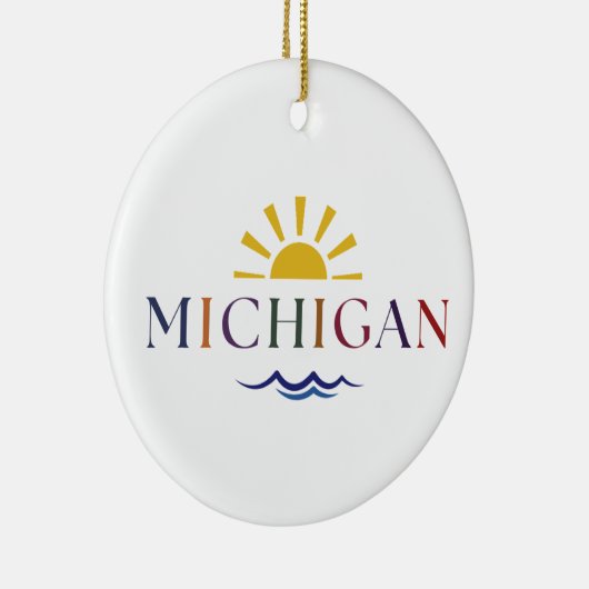 Michigan Rainbow Sun en Golven Ornament (Rechts)