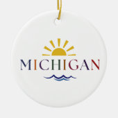 Michigan Rainbow Sun en Golven Ornament (Voorkant)