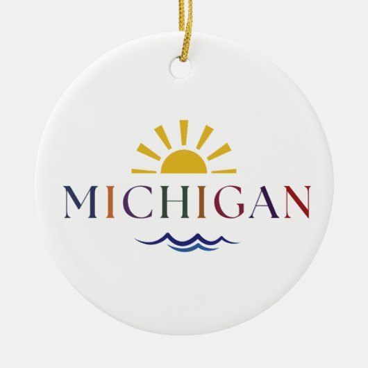 Michigan Rainbow Sun en Golven Ornament (Voorkant)