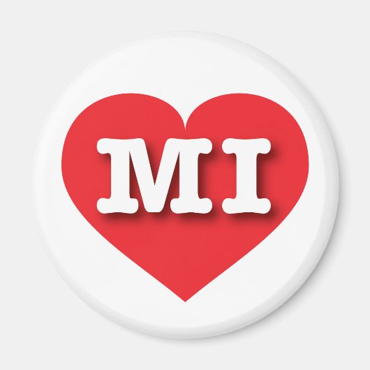 MIchigan Red Heart - Ik hou van MI Magneet (Voorkant)