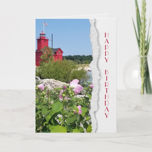 Michigan Red Lighthouse en Hibiscus Kaart (Voorkant)