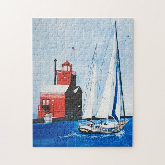 Michigan Red Lighthouse Legpuzzel (Verticaal)