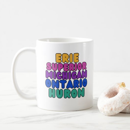 Michigan Regenboog Tekst Great Lakes Coffee Mok (Met donut)