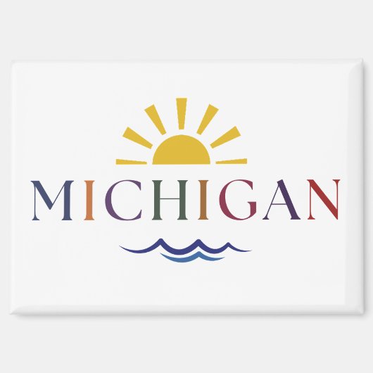Michigan regenboog tekst zon en golven sleutel mag magneet (Voorkant)