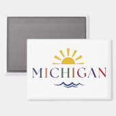 Michigan regenboog tekst zon en golven sleutel mag magneet (Voorkant / Achterkant)