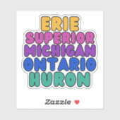 Michigan Regenboorbeltekst Great Lakes Sticker (Vel)