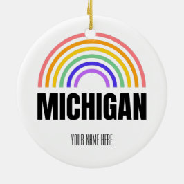 Michigan - Retro - Illustratie - Gepersonaliseerd Keramisch Ornament