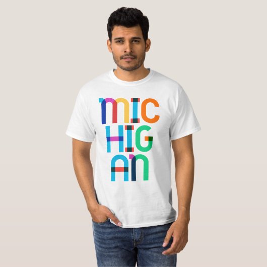 Michigan  Retro Pop Art 80s Primaire kleur T-shirt (Voorkant volledig)