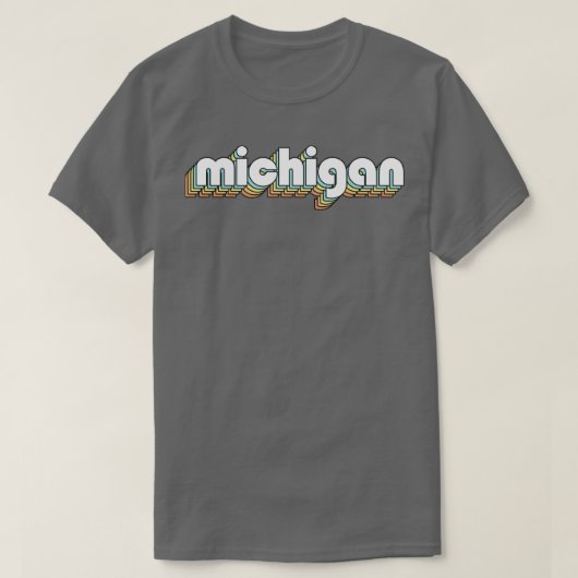Michigan Retro Rainbow Typografie Faded stijl T-shirt (Design voorkant)