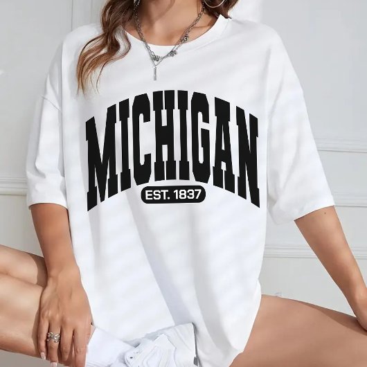 Michigan Retro Shirt voor Reizen Souvenir & Studen